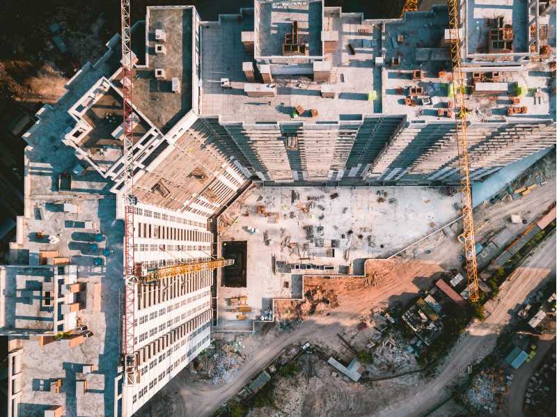 Photo of a construction site from above. 